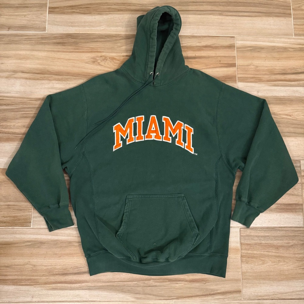 Steve and Barry's Miami Hurricanes Hoodie Green Heavyweight Sweatshirt Large
